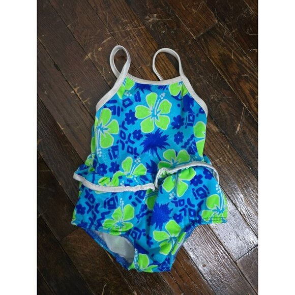 Vintage 90s Sand n Sun Blue Tropical Baby Swimsuit 18 M - Picture 10 of 10